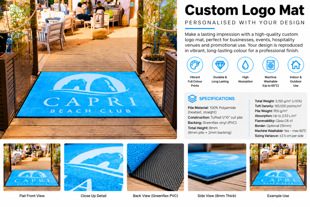 Custom Logo Mat – Premium Full Colour Personalised Business Entrance Mat | 8mm Trade